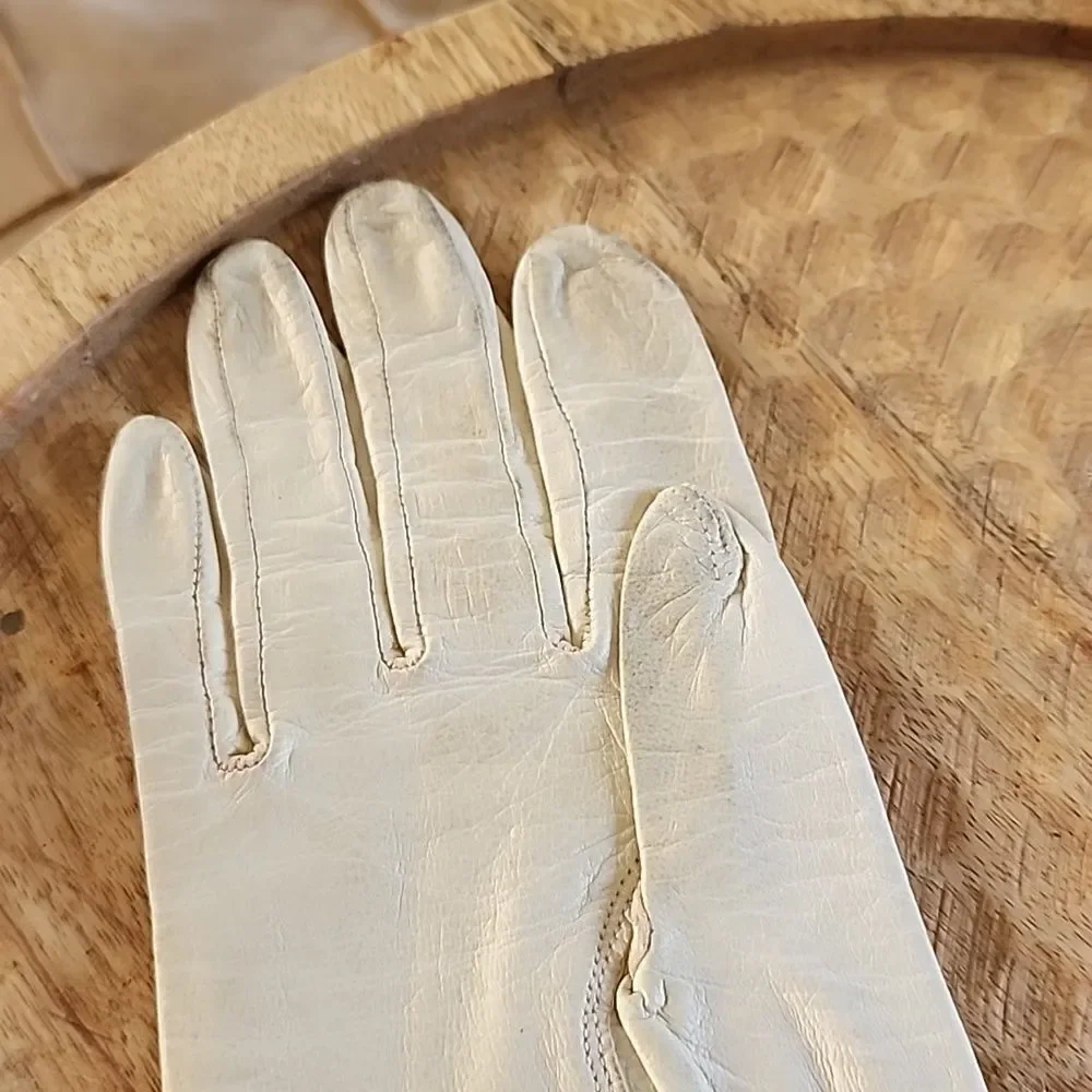 100% Silk & Leather Vintage Gloves WP 9633